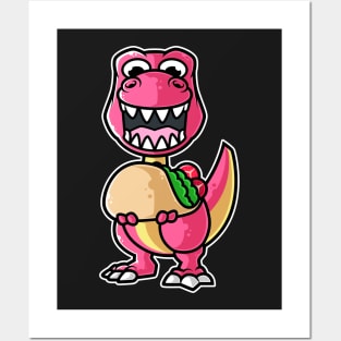 Dinosaur Tyrannosaurus Taco Kawaii Neko Anime Mexican food product Posters and Art